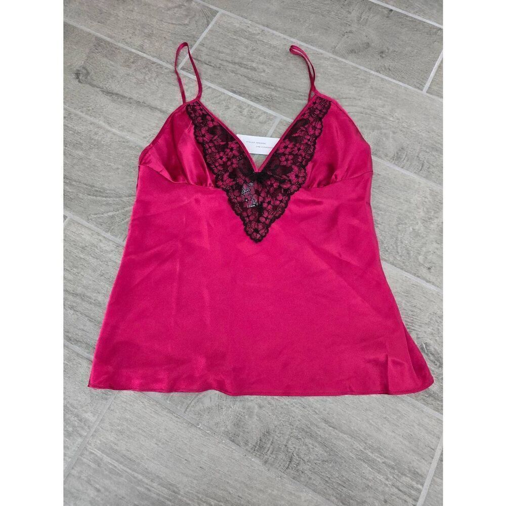 Women's Lilac & London Silky Lacey Cami Nightie Top Pink Size Medium